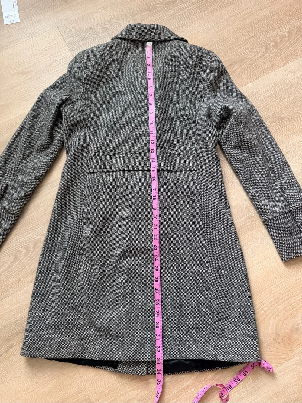 RARE NWOT Y2K 2008 Gap Doen Wool Silk Pea Coat Gray Herringbone Plaid S